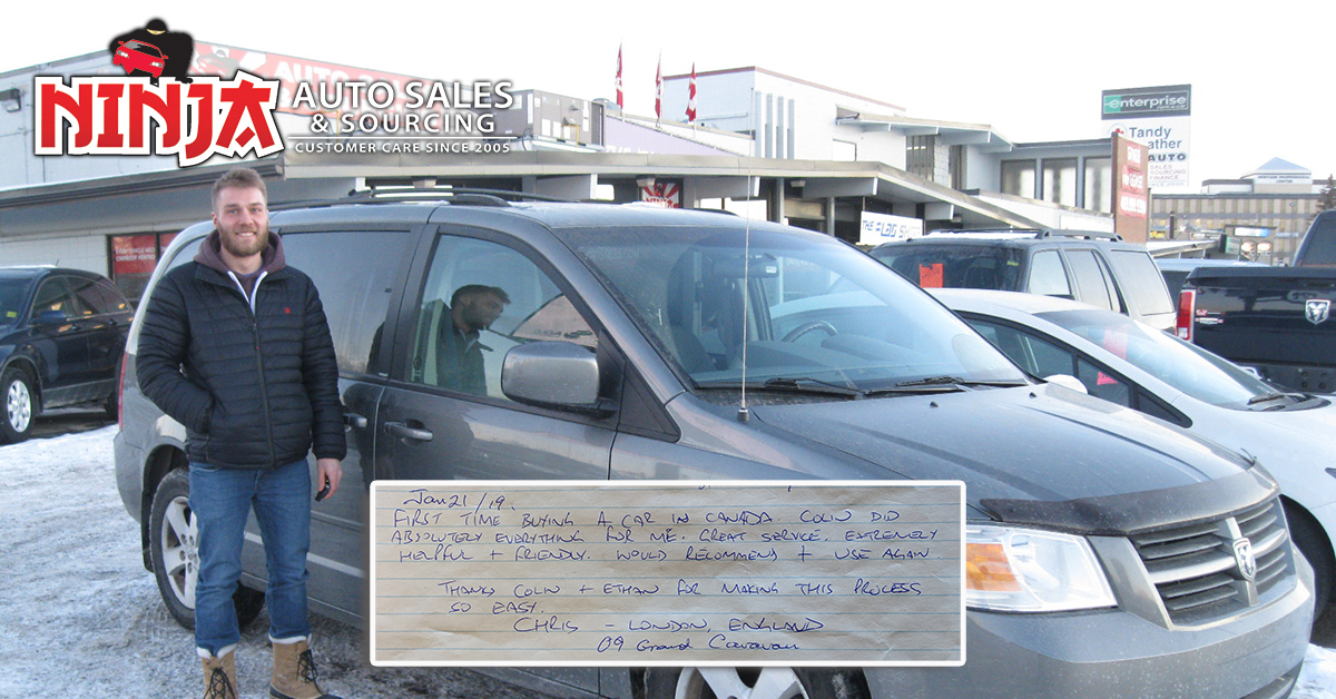 Chris with his new Dodge Caravan SE